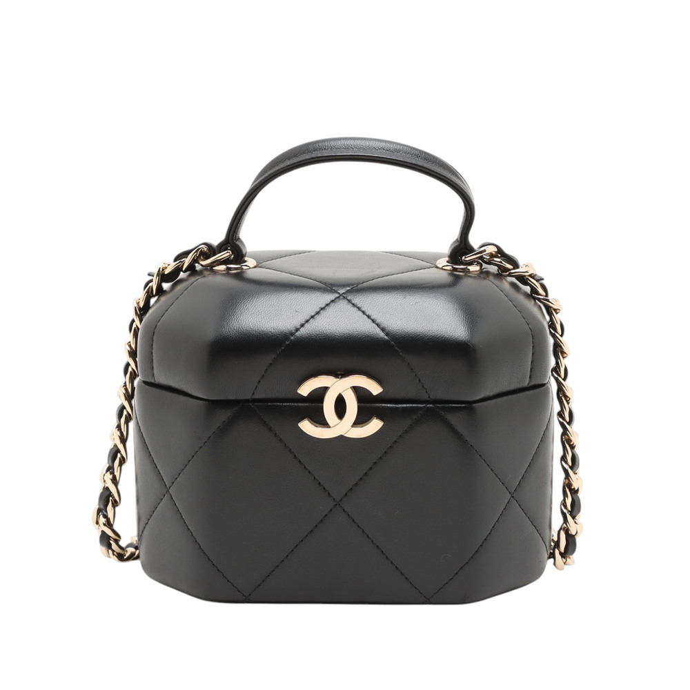 Pre-Loved Chanel CC Quilted Lambskin Hexagon Top Handle Vanity Case